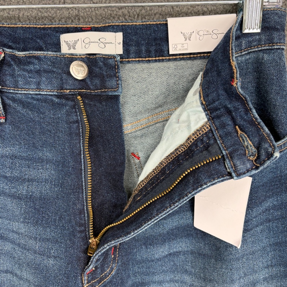 Jessica Simpson Women High Rise Wide Leg Cuffed Jeans Dark Wash Size 6 NWT - Picture 3 of 8